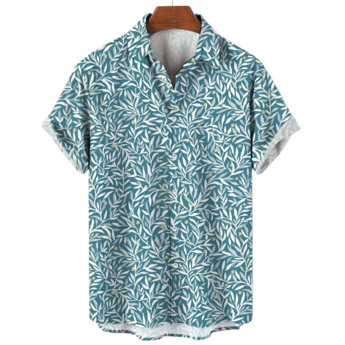 Men’s Tropical Botanical Print Short-Sleeve Travel Shirt