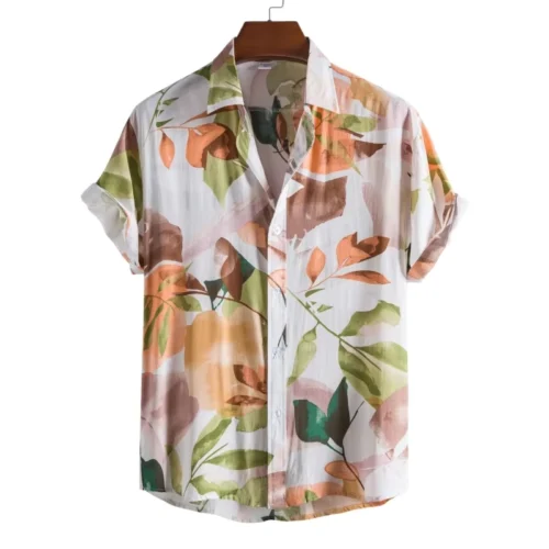 Men’s Tiki Print Oversized Short-Sleeve Getaway Shirt