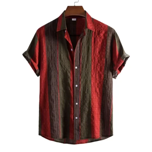 Men’s Tiki Print Oversized Short-Sleeve Getaway Shirt
