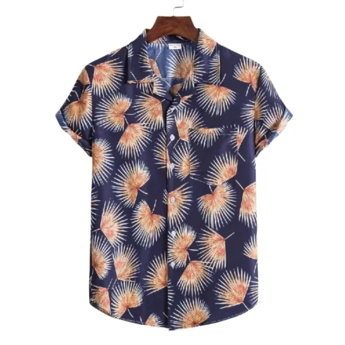 Men’s Floral Color-Block Fitted Short-Sleeve Travel Shirt