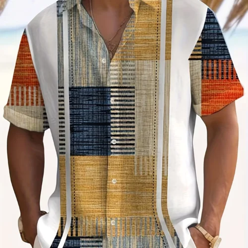 Men’s 3D Graphic Zip-Neck Casual Travel Shirt