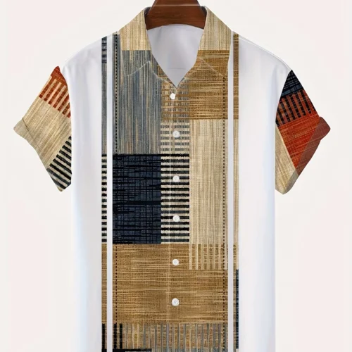 Men’s 3D Graphic Zip-Neck Casual Travel Shirt