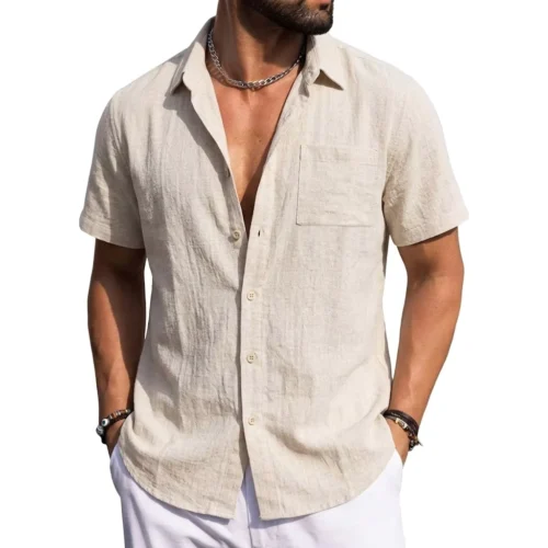 Men’s Cotton Broadcloth Beach Wedding Button-Down Shirt