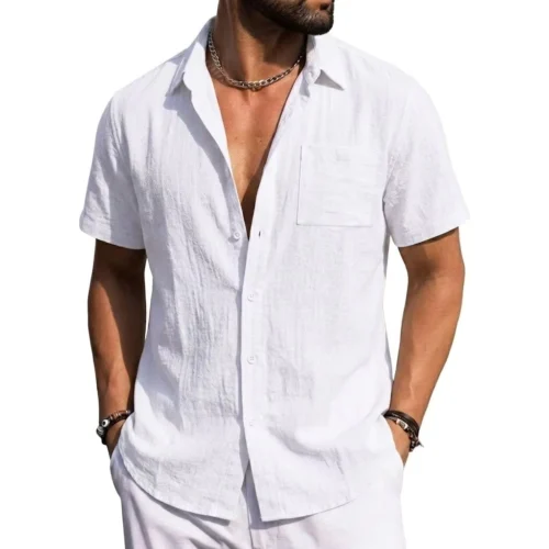 Men’s Cotton Broadcloth Beach Wedding Button-Down Shirt