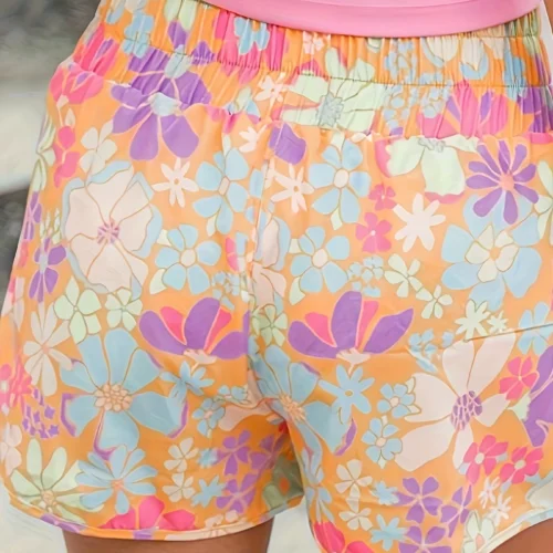Women’s Floral Jersey Shorts with Wide Waistband