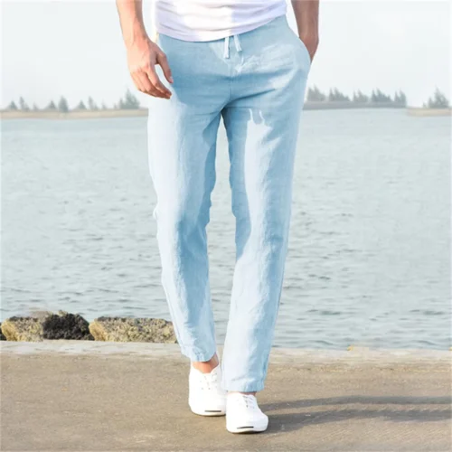 Relaxed Straight-Leg Elastic-Waist Travel Pants
