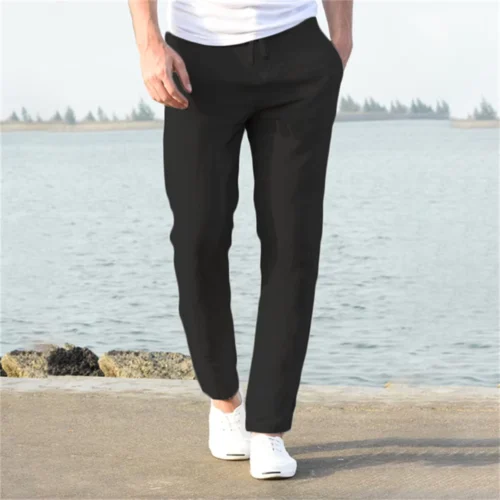 Relaxed Straight-Leg Elastic-Waist Travel Pants