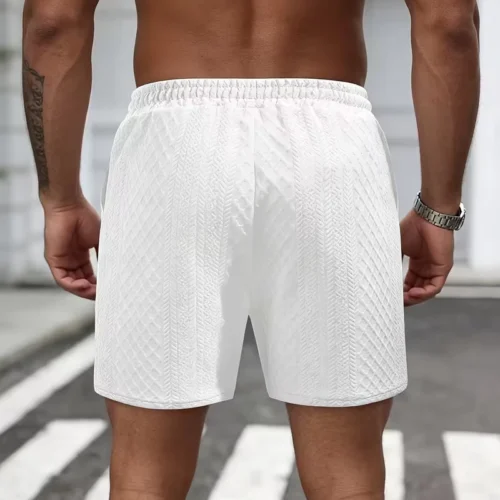 Textured-Waist Athletic Drawstring Outdoor Shorts