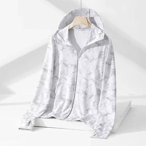 Printed Stretch Hooded UV-Resistant Jacket with Full-Zip Front