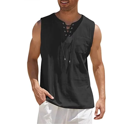 Men’s V-Neck Knit Tank Top with Relaxed Sleeveless Cut