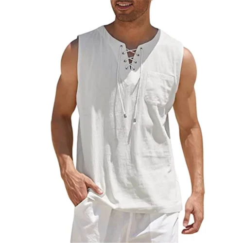 Men’s V-Neck Knit Tank Top with Relaxed Sleeveless Cut